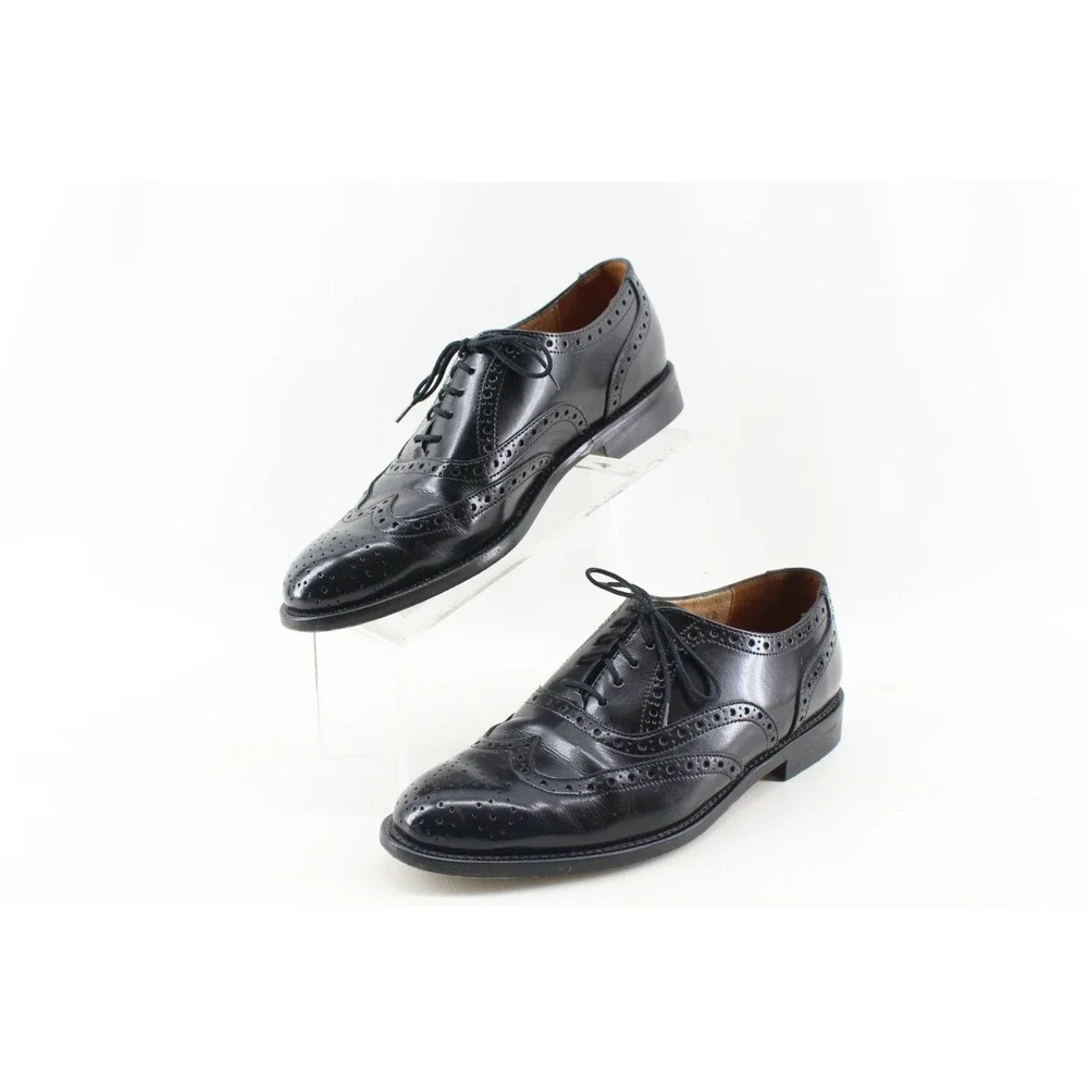 Vintage Gran Flex‎ by Emyco Black Leather Brogue Wingtip Shoes Size 9.5M 139508